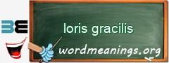 WordMeaning blackboard for loris gracilis